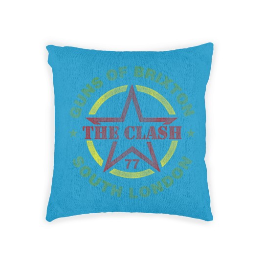 Discover the clash guns of brixton t Woven Pillows