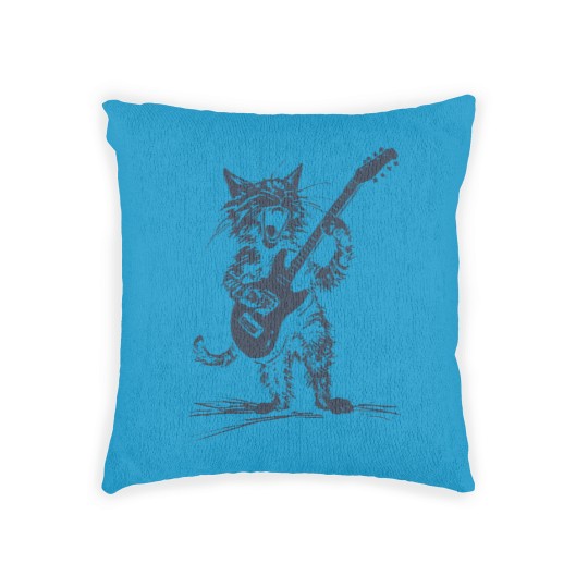 Discover Cat Strumming the Guitar Woven Pillows, Cat Playing Bass Guitar Woven Pillows