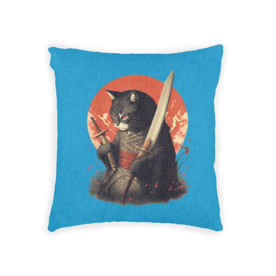 Discover Retro Japanese Samurai Ninja Cat Woven Pillows, Ninja Cat Woven Pillows