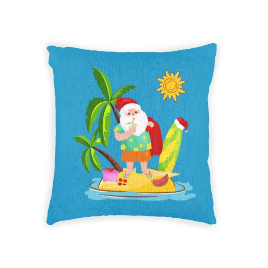 Discover Santa Surfing Christmas in July Summer Surf Gift Woven Pillows