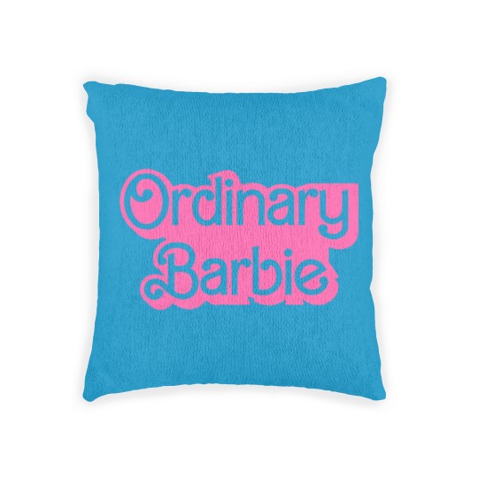 Discover Ordinary Barbie Unisex Woven Pillows Jersey Short Sleeve Woven Pillows in White and Barbie Pink