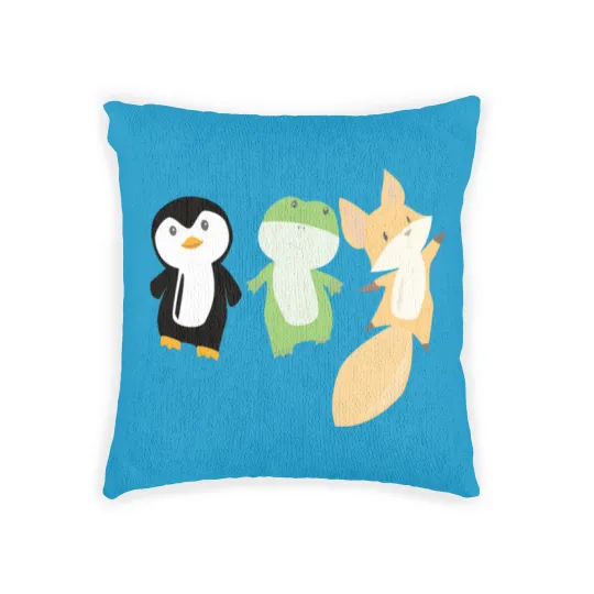 Discover Penguin frog fox cute animals for kids animal fun Woven Pillows