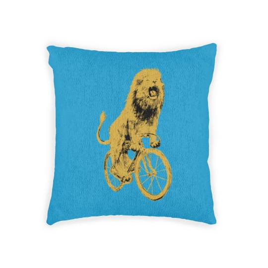 Discover Bicycling Lion Woven Pillows - Screen Printed Unisex Woven Pillows, Lion Woven Pillows, Lion Lovers, Bike Woven Pillows, Alternative Apparel, Dark Cycle Clothing