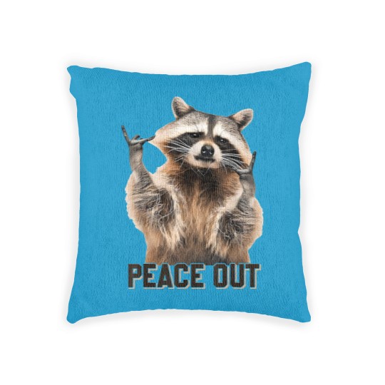 Discover Funny Raccoon Peace Out Sarcastic Raccoon Trashed Panda Woven Pillows