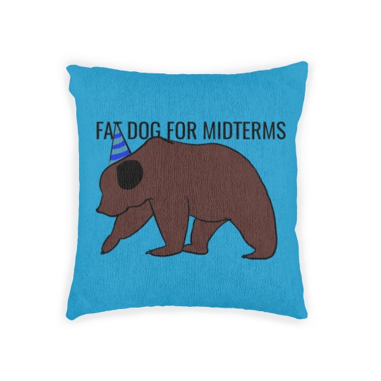 Discover Fat dog for midterms Woven Pillows