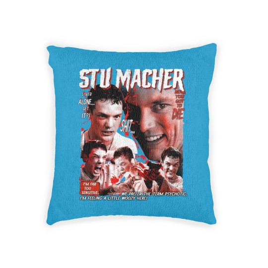 Discover Stuart Stu Macher Scream Movie Halloween Woven Pillows, Vintage Horror Movie Woven Pillows