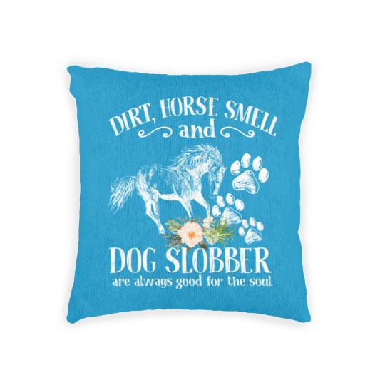Discover Cute Horse And Dog Flower Woven Pillows, Dirt Horse Smell Dog Slobber