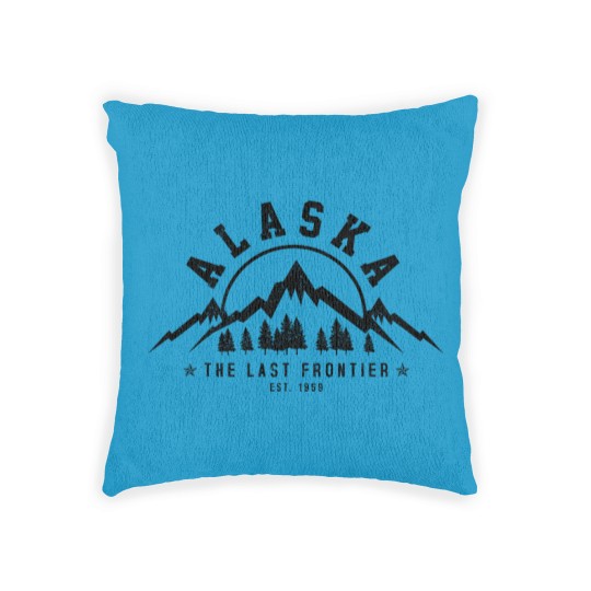 Discover Alaska The Last Frontier Est. 1959 Mountains Nature Gift Woven Pillows