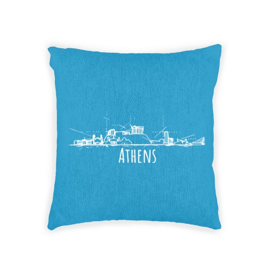 Discover Athens city skyline Cool Greece souvenir Woven Pillows