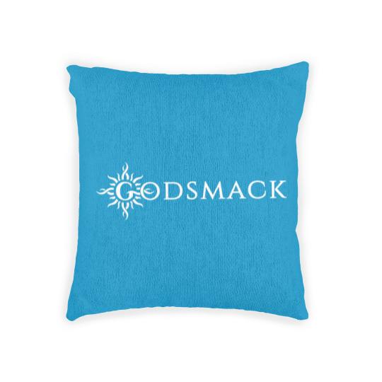 Discover Godsmack Sun logo on black Woven Pillows