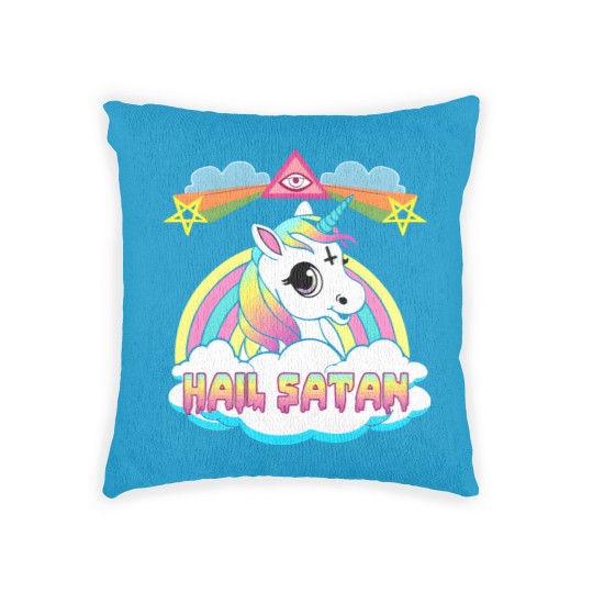 Discover Hail Satan Unicorn Rainbow Painting Drawing Design Woven Pillows
