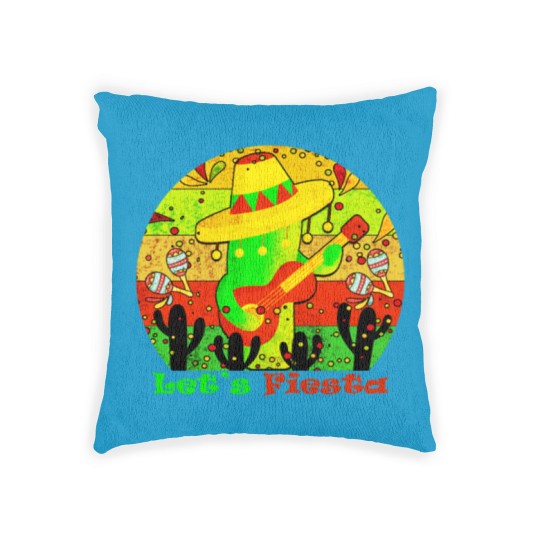 Discover Lets Fiesta Cinco De Mayo Mexican Guitar Cactus Woven Pillows