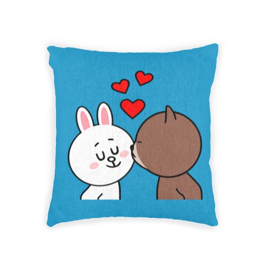 Discover Brown Bear Cony Bunny Rabbit The Kiss Woven Pillows