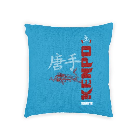 Discover vertical kenpo with chinese kanji dragon red Woven Pillows