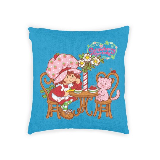 Discover Strawberry Shortcake strawberry shortcake and cat Woven Pillows
