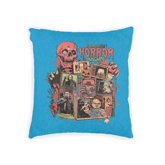 Discover Retro Horror Night  Woven Pillows, Halloween Woven Pillows, Vintage 90s Halloween Movies