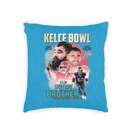 Discover Vintage Kelce Bowl Woven Pillows, Travis Kelce and Jason Kelce Bowl Woven Pillows