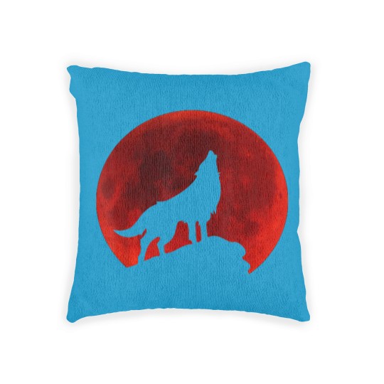 Discover Wolf Howling at Moon Woven Pillows