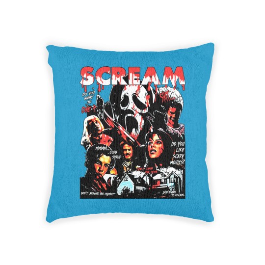 Discover Limited Vintage Scream Movie Woven Pillows, Scream Halloween Woven Pillows, Gift For Woman and Man Unisex Woven Pillows