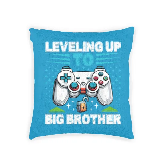 Discover Leveling up to Big Brother 2024 funny gamer Woven Pillows