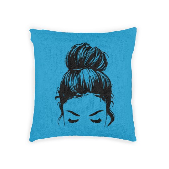 Discover Messy bun face - unisex Woven Pillows | Mom Woven Pillows | messy bun Woven Pillows