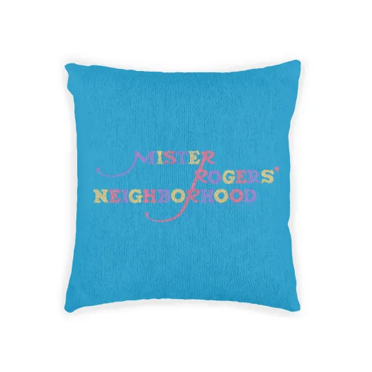 Discover Mister Rogers Colorful Logo Charcoal Woven Pillows