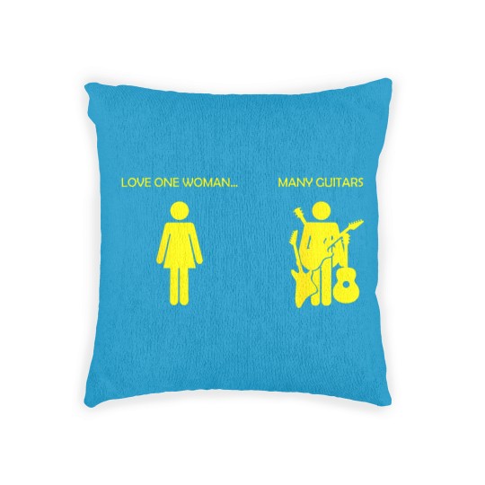 Discover love one woman many guitars funny Woven Pillows