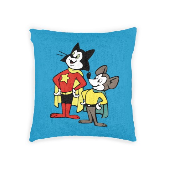 Discover Courageous Cat with Minute Mouse Woven Pillows