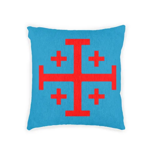 Discover Jerusalem Cross - Red - No Background Woven Pillows
