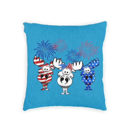 Discover red white blue moose usa flag 4th of july nerdy moose americ Woven Pillows
