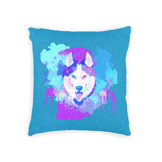 Discover Husky Artwork Husky Dog Watercolor, Husky Artwork, Husky apparel, Colorful Husky Woven Pillows