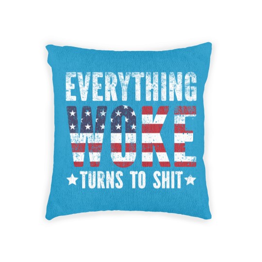 Discover Everything Woke turns to Shit Vintage USA Flag - Everything Woke Turns To Shit - Woven Pillows