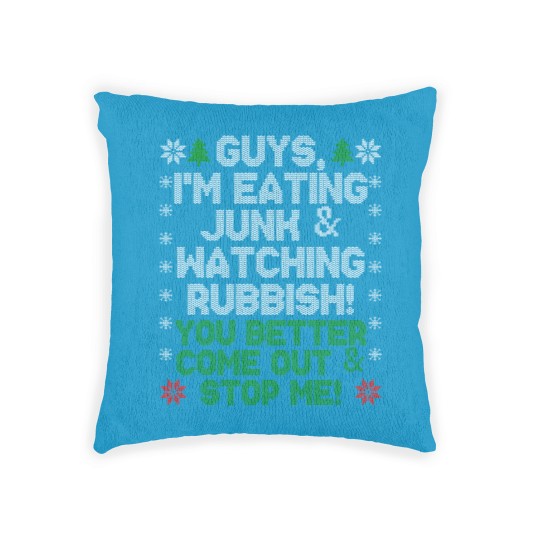 Discover Guys, I'm Eating Junk And Watching Rubbish! Woven Pillows