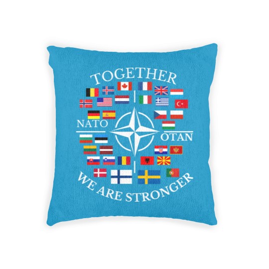 Discover nato otan with finland and sweden together we are stronger Woven Pillows