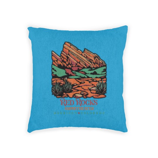 Discover red rocks amphitheater morrison colorado poster art Woven Pillows
