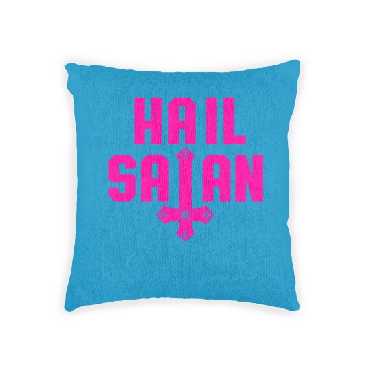 Discover Hail Satan | Hot Pink on Black | Satanic - Hail Satan - Woven Pillows