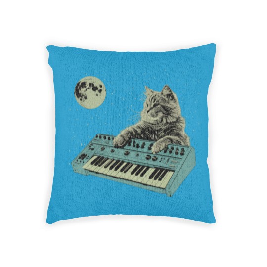 Discover Synthesizer Cat In Space Woven Pillows
