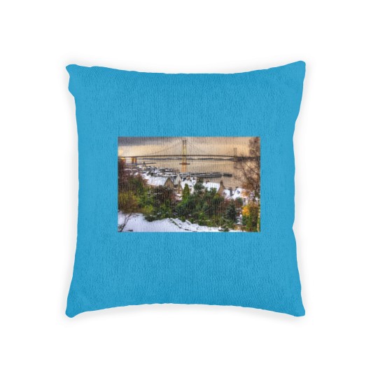 Discover Queensferry Harbour and Road Bridge Woven Pillows