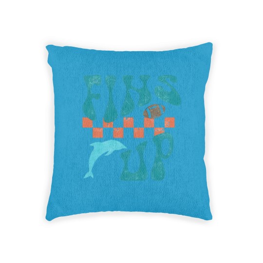 Discover Fins Up Woven Pillows  Retro Miami Football Woven Pillows Game Day Woven Pillows Miami Sports Go Fins