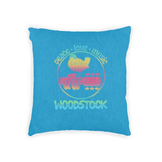 Discover Woodstock Rainbow Peace Love & Music Adult Woven Pillows
