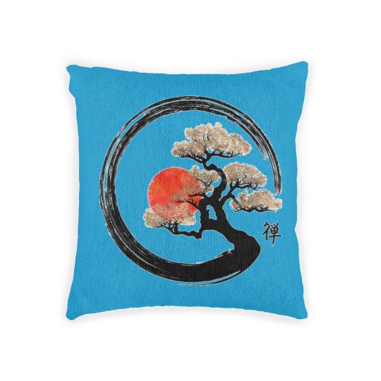 Discover Enso Zen Circle and Bonsai Tree Woven Pillows