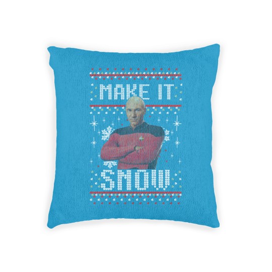 Discover Next Picard Make It Snow Ugly Sweater Christmas Birthday Woven Pillows