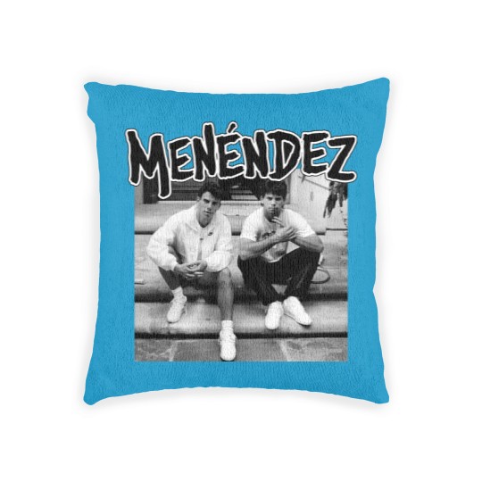 Discover MENENDEZ - out of step porch punk hardcore throwback true crime brothers Woven Pillows