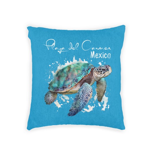 Discover playa del carmen mexico sea turtle playa souvenir t Woven Pillows