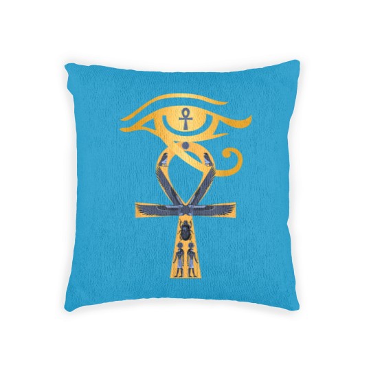 Discover Ancient Egypt God Eye of Horus Ankh Egyptian Symbol Woven Pillows
