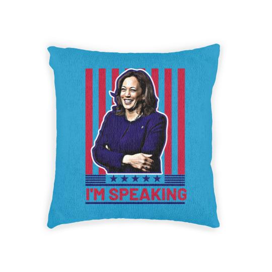 Discover Harris Kamala I'm Speaking Woven Pillows, Madam President Woven Pillows, Kamala Rally Woven Pillows, Presidential Election 2024 Woven Pillows