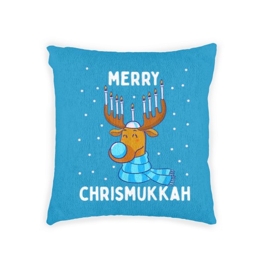 Discover Merry Chrismukkah Jewish Christmas Hanukkah Reindeer Menorah Woven Pillows