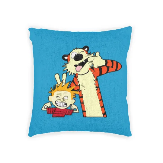 Discover calvin and hobbes, calvin and hobbes logo, calvin and hobbes merch, calvin and hobbes cartoon Woven Pillows