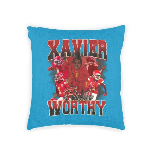 Discover Xavier Worthy Flash Vintage Style Y2K Football Woven Pillows Woven Pillows