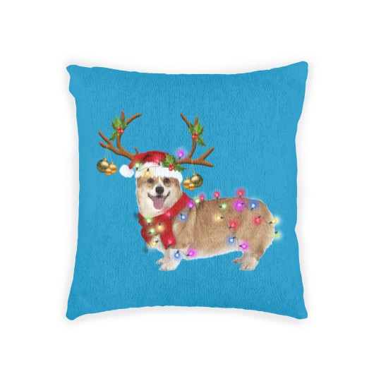 Discover Christmas Corgi Reindeer Woven Pillows, Santa's Hat Corgi Woven Pillows